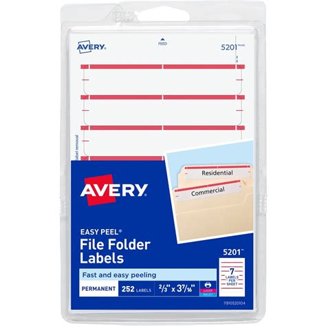 Avery 5201 Write Or Print On Permanent File Folder Labels, White/Dark Red - 252/Pack - ForMyDesk.com