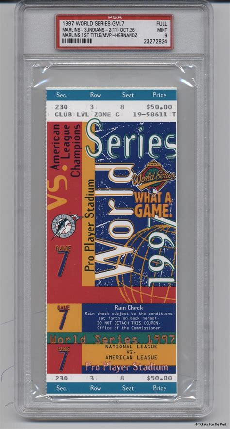 1997 World Series Ticket Game 7 PSA 9 - Tickets From The Past