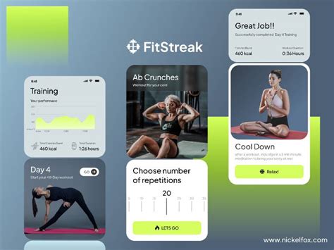 Fitstreak - Fitness App Figma Mobile Template | UI4Free