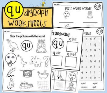 QU Sound Worksheets - /qu/ digraph (NO PREP) by BuzzWithBee | TPT