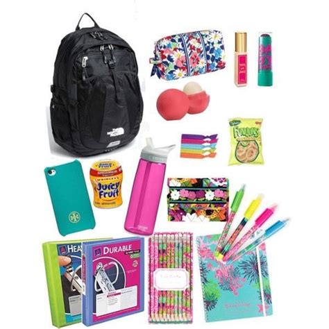 the contents of a back to school backpack laid out