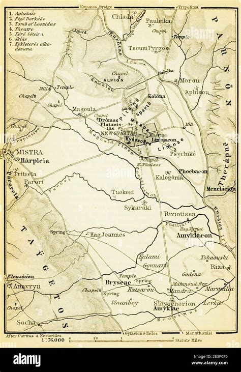 Map of Sparta - Baedeker Karl - 1894 Stock Photo - Alamy