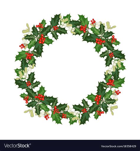 Christmas wreath with holly Royalty Free Vector Image