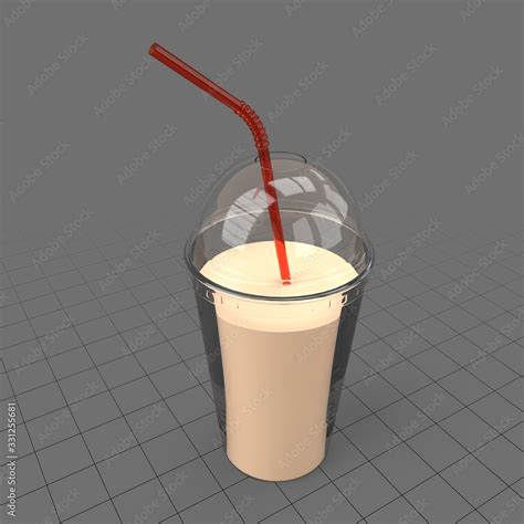 Plastic milkshake cup with straw Stock 3D asset | Adobe Stock