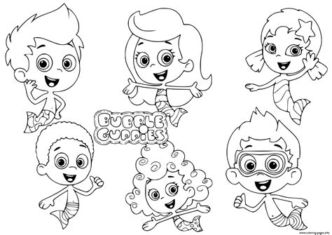 Bubble Guppies Characters Kids Coloring page Printable