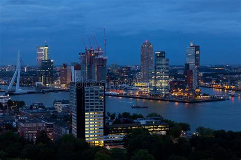 View from Air To Night Rotterdam Editorial Photo - Image of dusk ...