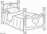 Bed Coloring Colouring Pages Bedroom Bedtime Clipart Printable Cartoon  sketch template