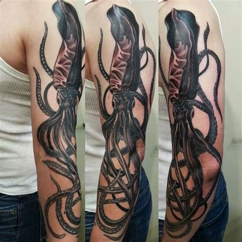 Giant Squid Tattoo Sleeve 38 squid tattoos on arm | Squid tattoo, Kraken tattoo, Rose gold tattoo