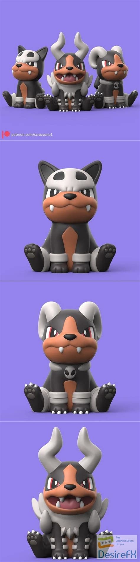 Download Pokemon Houndour Evolution – 3D Print - DesireFX.COM