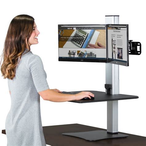 Amazon.com : Victor High Rise Collection DC450 Dual Monitor Electric sit Stand Workstation ...