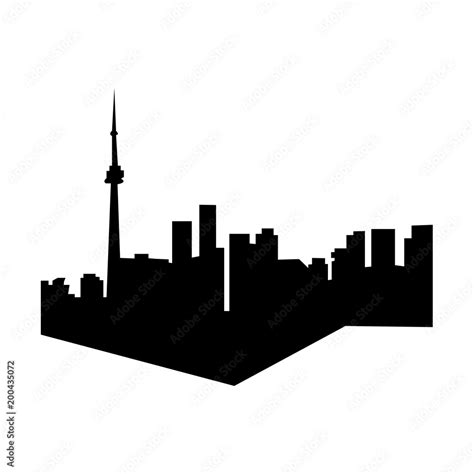 toronto skyline silhouette on white background, in black Stock Vector ...