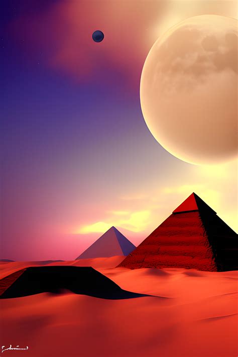 Egyptian pyramid with moonkinght and with full moom | Wallpapers.ai