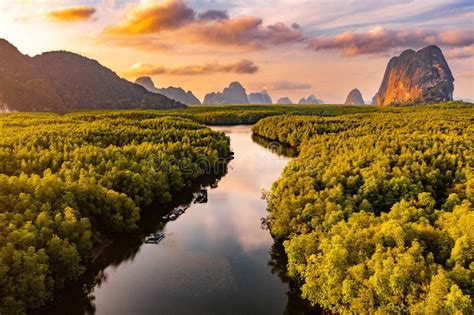 Aerial View of Phang Nga Bay, Thailand Stock Photo - Image of river ...