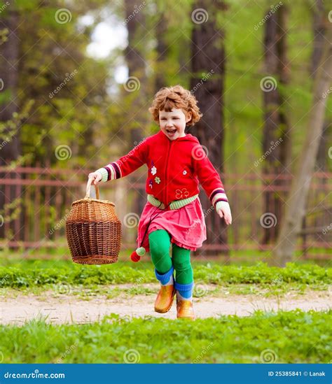 Girl with a basket stock image. Image of head, laughing - 25385841