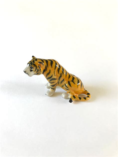 Tiger Ceramic Figure Figurine Mini Animal Ceramic Animal | Etsy