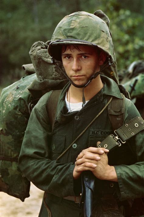 A young private waits on the beach during the Marine landing at Da Nang, 1965