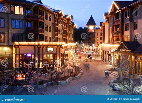 Alpine Village at Night, Mammoth Mountain, California Editorial Stock Image - Image of altitude ...