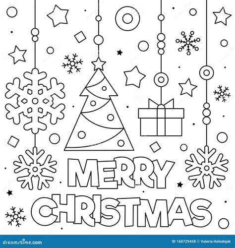 Merry Christmas. Coloring Page. Black and White Vector Illustration. Stock Vector - Illustration ...