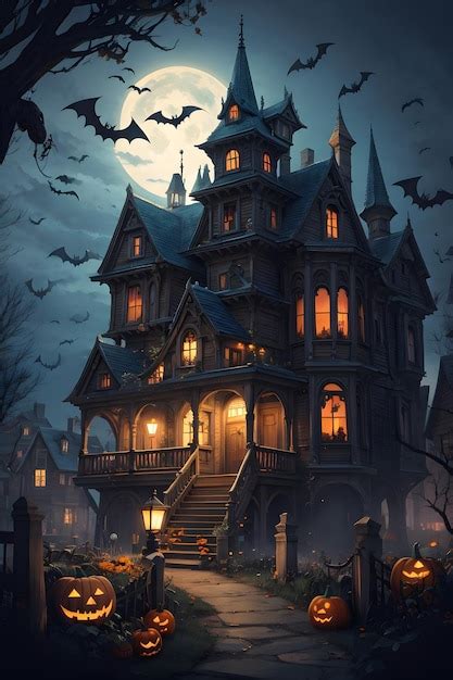 Premium Photo | Halloween wallpaper with zombie House generated by ai