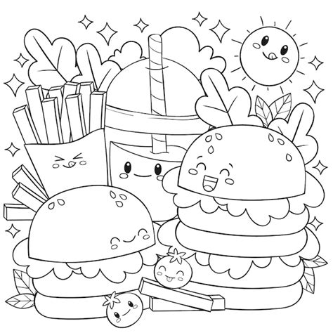 Free Vector | Hand drawn kawaii coloring book illustration