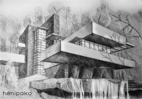 Fallingwater Drawing ~ Betzalel | Architecture sketch, Perspective ...