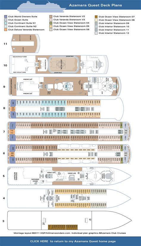 Azamara Quest cruise ship - Deck plans