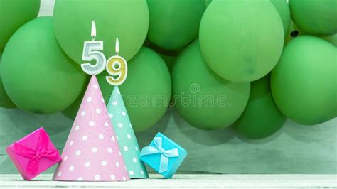 Birthday Number 59, a Beautiful Card with Balloons and Numbers from Candles, a Happy Birthday ...