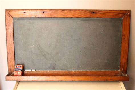 Vintage Slate School Chalkboard with Tray