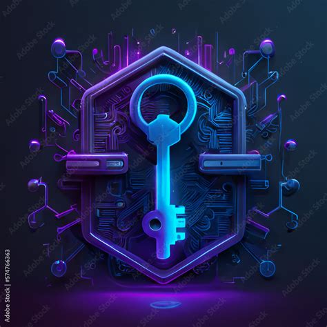 Cybersecurity logo with circuit board background, key and shield cyber ...