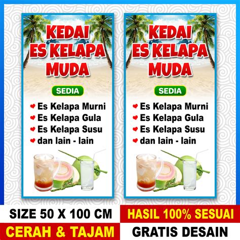 BANNER SPANDUK ES KELAPA MUDA ES DEGAN UKURAN 50X100 CM | Lazada Indonesia