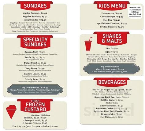 Big Deal Burgers & Custard menus in West Allis, Wisconsin, United States