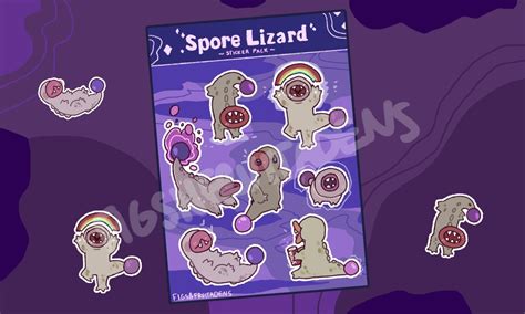 Spore Lizard Lethal Company Sticker Sheet 3.3 X 4 Inches Matte Sticker ...