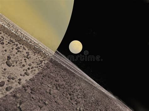 The Rings of Saturn and the Moon Titan Stock Illustration - Illustration of wood, nature: 275143177