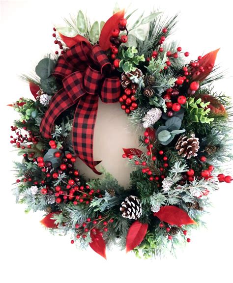 Christmas Wreath Red Berry Wreath Wreath for Front Door - Etsy