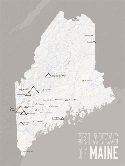 Maine Ski Resorts Map 18x24 Poster - Etsy