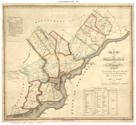 Philadelphia County Pennsylvania 1819 - Old Map Reprint - OLD MAPS