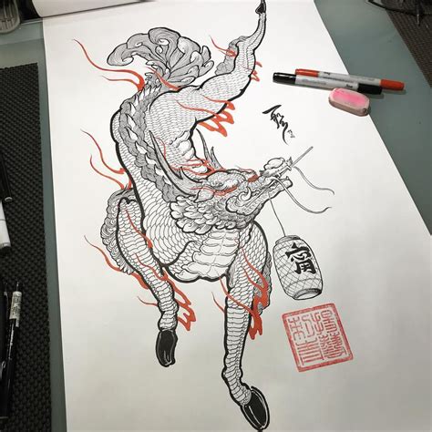 Qilin 麒麟 by @yangleetattoo www.yangleetattoo.com #drawing # ...