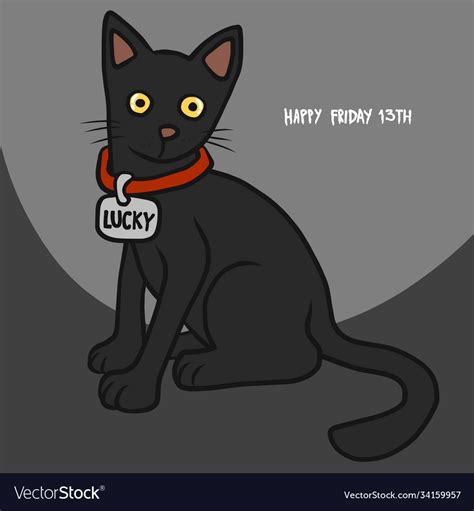 Black cat happy friday 13th cartoon Royalty Free Vector