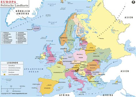 Europe Political in German Wall Map by Maps of World - MapSales