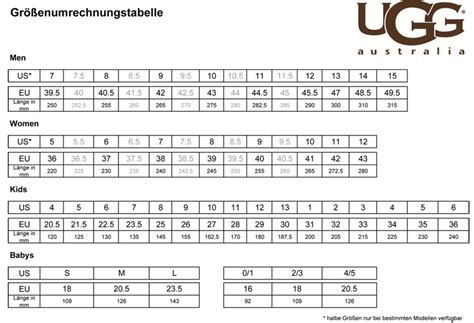 Ugg Big Kid Size Chart