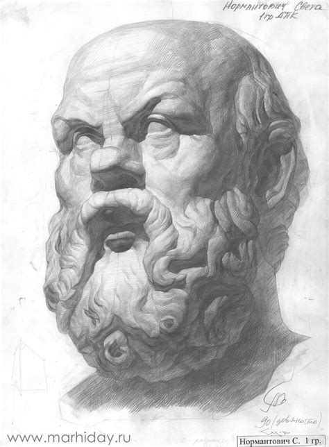 a pencil drawing of an old man's face