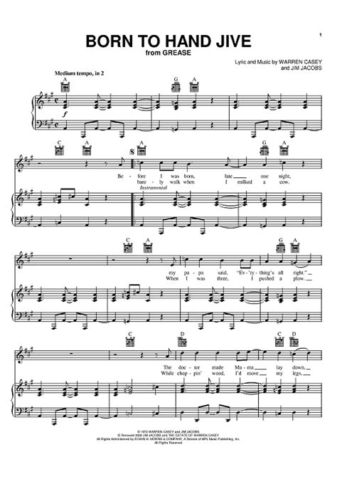 Born To Hand Jive" Sheet Music by Sha Na Na for Piano/Vocal/Chords - Sheet Music Now