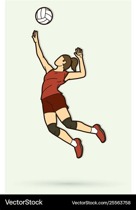 Woman volleyball player action cartoon graphic Vector Image