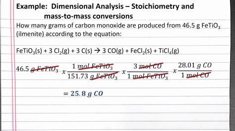 CHEM 101: Dimensional Analysis – Stoichiometry and mass to mass conversions - YouTube