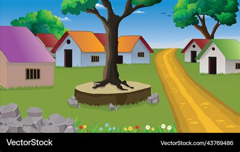 Village cartoon background Royalty Free Vector Image