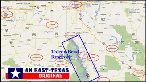 Toledo Bend Reservoir and Lake along the Louisiana and Texas Border ...