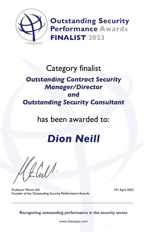 Outstanding Security Performance Awards (OSPAS) - Dion Neill