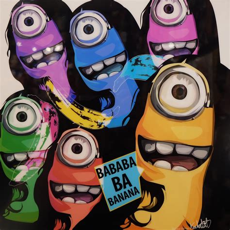 Abstract Minions Inspired Plaque Mounted Poster "Ba Banana"