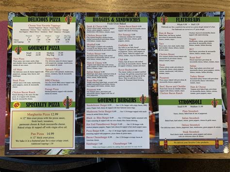 Menu at Glasstown Pizzeria, Brockway