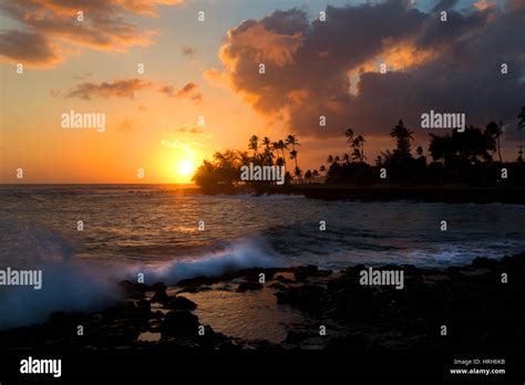 Sunset, Poipu Beach, Kauai, Hawaii Stock Photo - Alamy